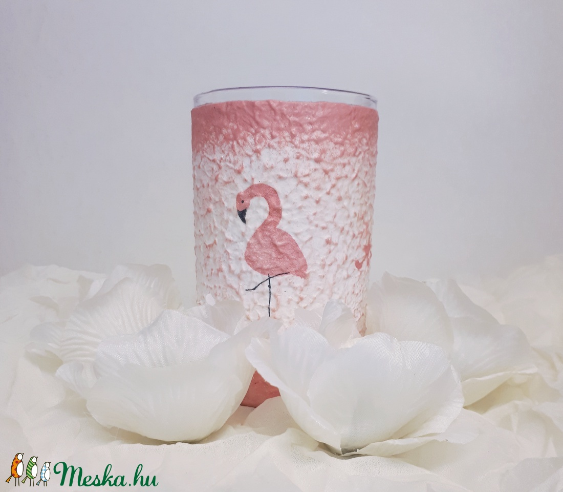 Flamingó üdítős, vizes pohár, ceruzatartó szülinapi, névnapi, valentin napi, mikulás ill. karácsonyi ajándékötlet. - otthon & lakás - dekoráció - asztal és polc dekoráció - díszüveg - Meska.hu