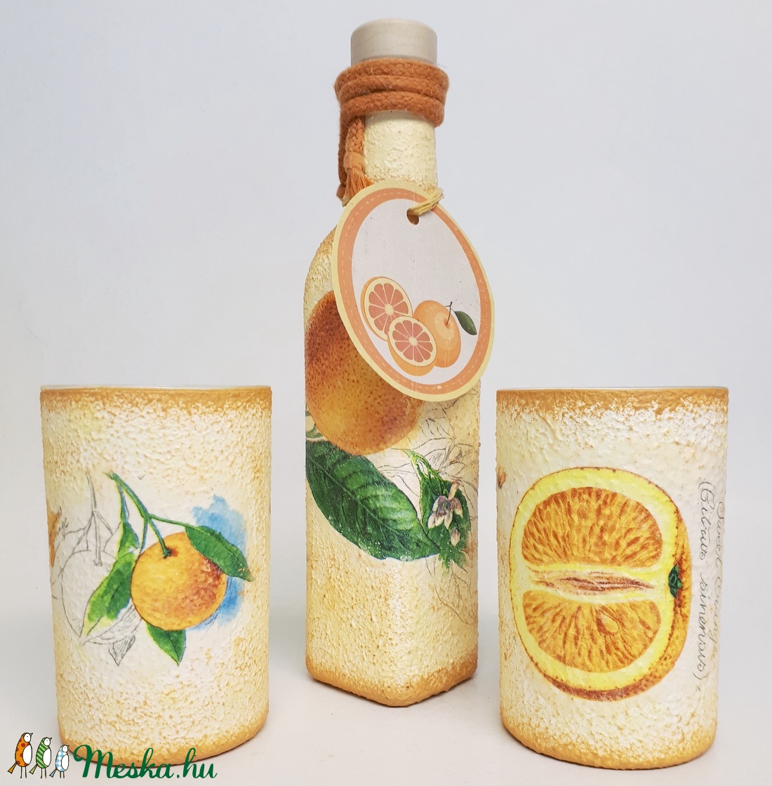 Narancs juice üveg üdítős poharakkal (0.5 l + 2x3 dl) - otthon & lakás - konyhafelszerelés, tálalás - tálalás - pohár - Meska.hu Narancs juice üveg üdítős poharakkal (0.5 l + 2x3 dl) - otthon & lakás - konyhafelszerelés, tálalás - tálalás - pohár - Meska.hu