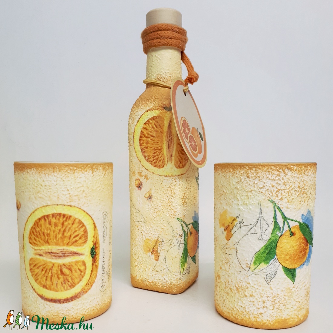 Narancs juice üveg üdítős poharakkal (0.5 l + 2x3 dl) - otthon & lakás - konyhafelszerelés, tálalás - tálalás - pohár - Meska.hu Narancs juice üveg üdítős poharakkal (0.5 l + 2x3 dl) - otthon & lakás - konyhafelszerelés, tálalás - tálalás - pohár - Meska.hu