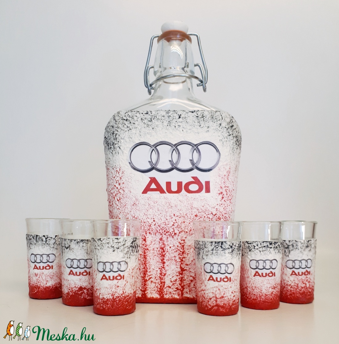 AUDI csatos üveg, gravírozható rajongói ajándék pálinkás üveg röviditalos poharakkal, szülinapra, névnapra, karácsonyra - otthon & lakás - dekoráció - díszüveg - Meska.hu AUDI csatos üveg, gravírozható rajongói ajándék pálinkás üveg röviditalos poharakkal, szülinapra, névnapra, karácsonyra - otthon & lakás - dekoráció - díszüveg - Meska.hu
