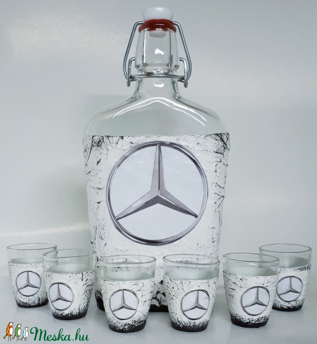 MERCEDES pálinkás készlet, MERCEDES italos üveg, csatos üveg pálinkás poharakkal mi rajongói szülinapi ajándék - otthon & lakás - dekoráció - Meska.hu MERCEDES pálinkás készlet, MERCEDES italos üveg, csatos üveg pálinkás poharakkal mi rajongói szülinapi ajándék - otthon & lakás - dekoráció - Meska.hu