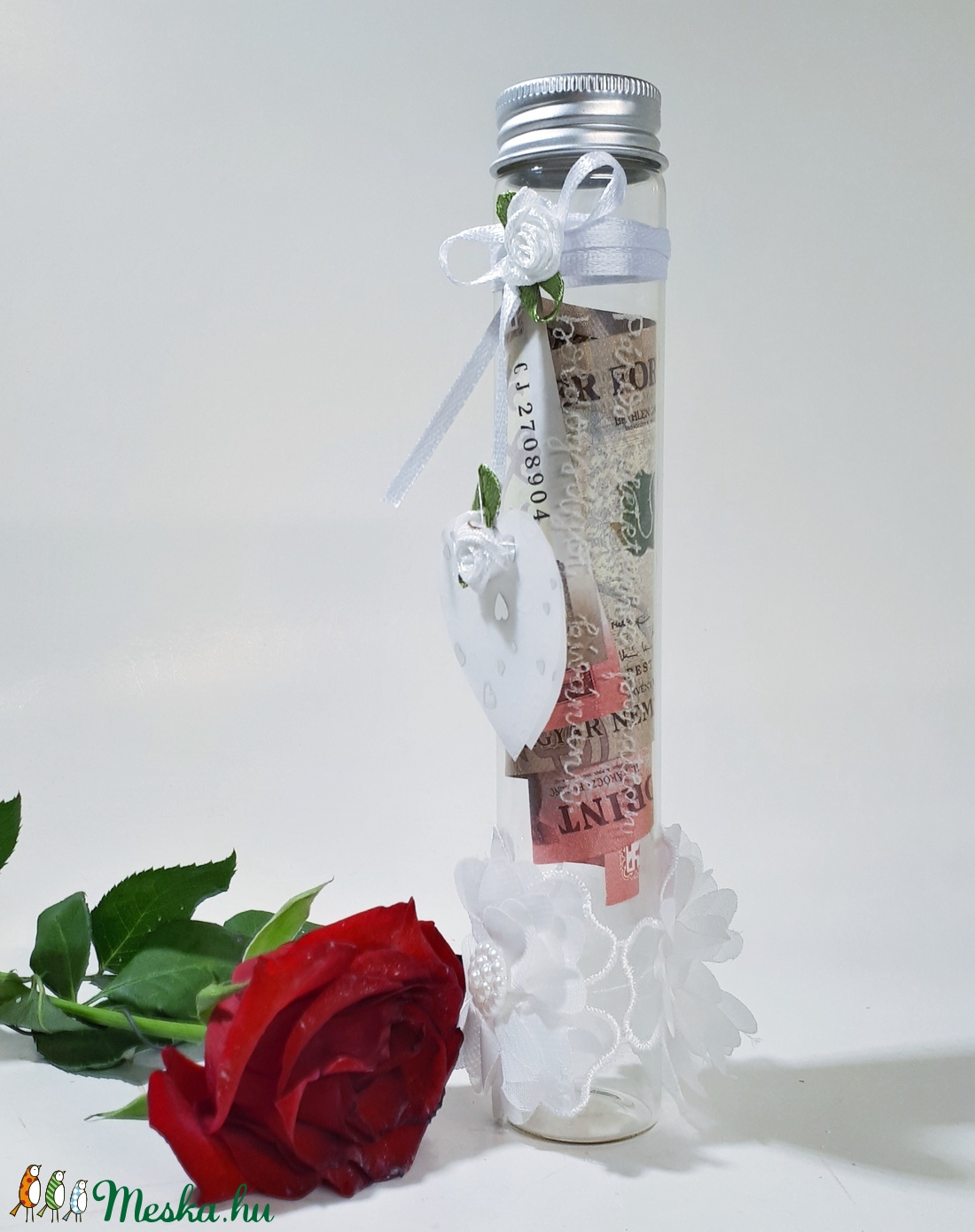 Gravírozott idézetes pénzátadó palack, kémcső váza, esküvői váza, modern menyasszony és vőlegény ajándék, nászajándék - esküvő - emlék & ajándék - nászajándék - Meska.hu