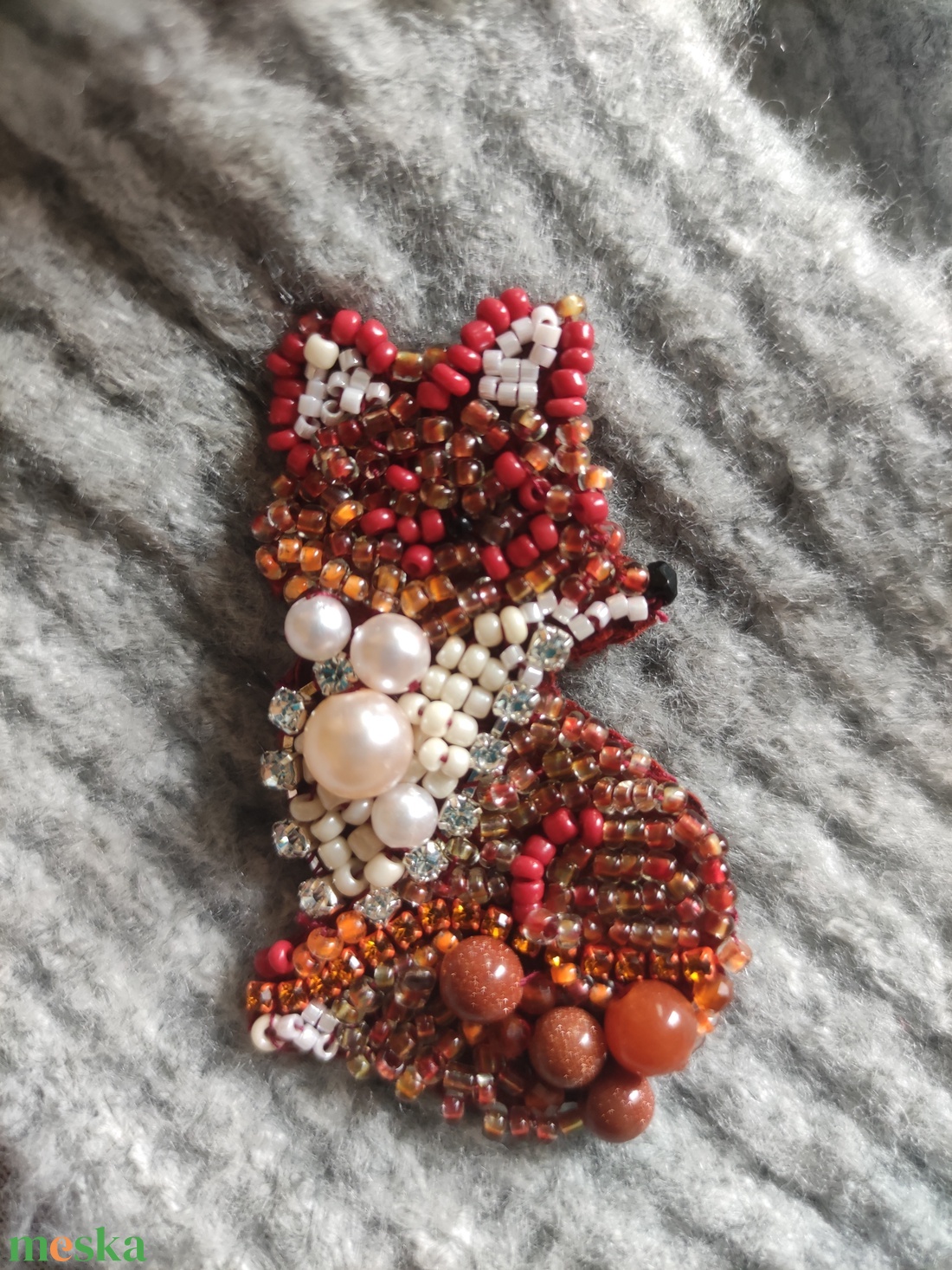 Róka bross - ékszer - kitűző és bross - Meska.hu