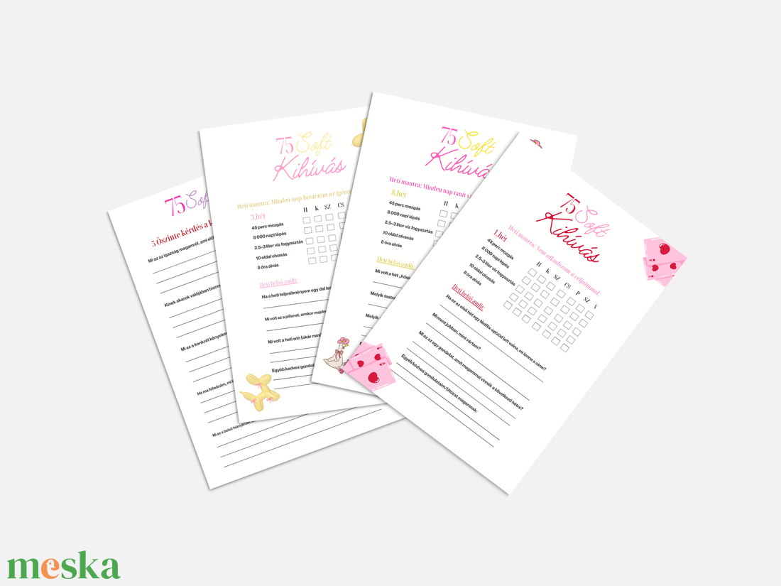 75 Soft Kihívás Napló - Letölthető, nyomtatható - otthon & életmód - papír, írószer - jegyzetfüzet & napló - Meska.hu