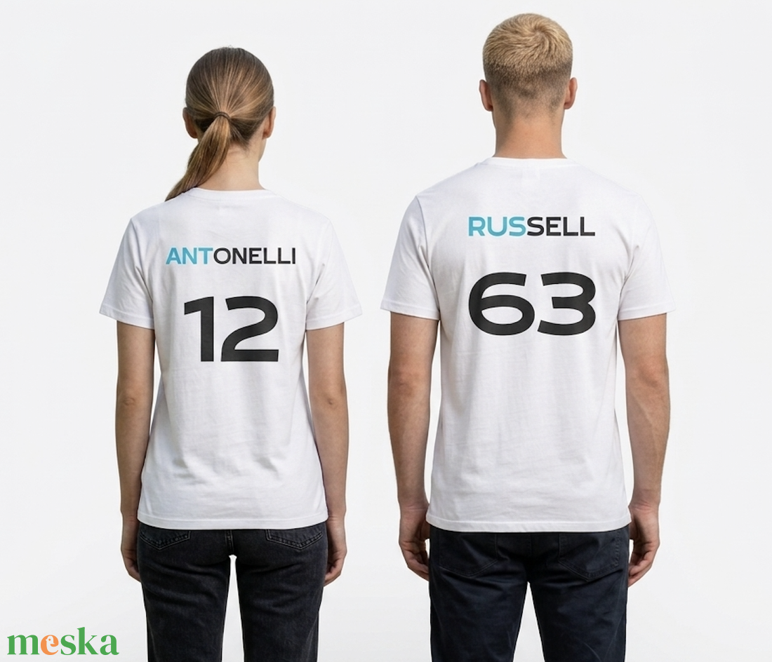 F1 Mercedes póló � Russell 63 - Antonelli 12 - ruha & divat - férfi ruha - póló - Meska.hu