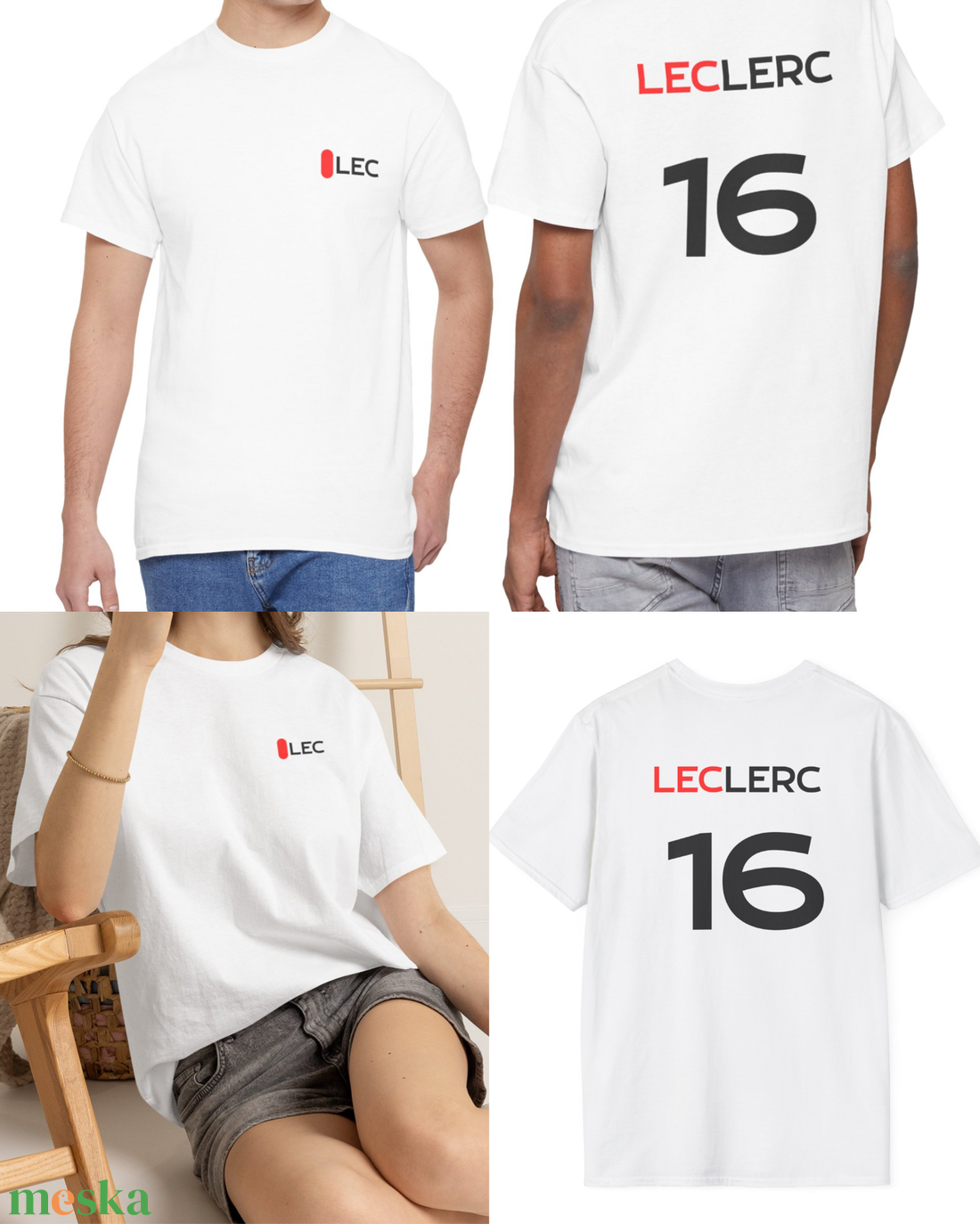 F1 Ferrari póló � Hamilton 44 - Leclerc 16 - ruha & divat - férfi ruha - póló - Meska.hu