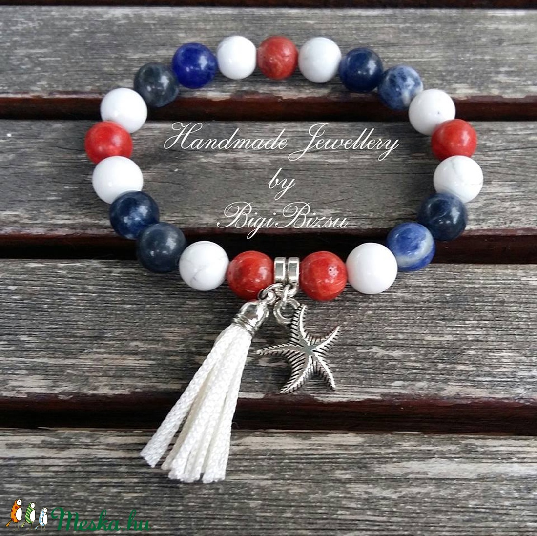 Tengerész karkötő+nyakl�nc ásvány gyöngyből -  - Meska.hu