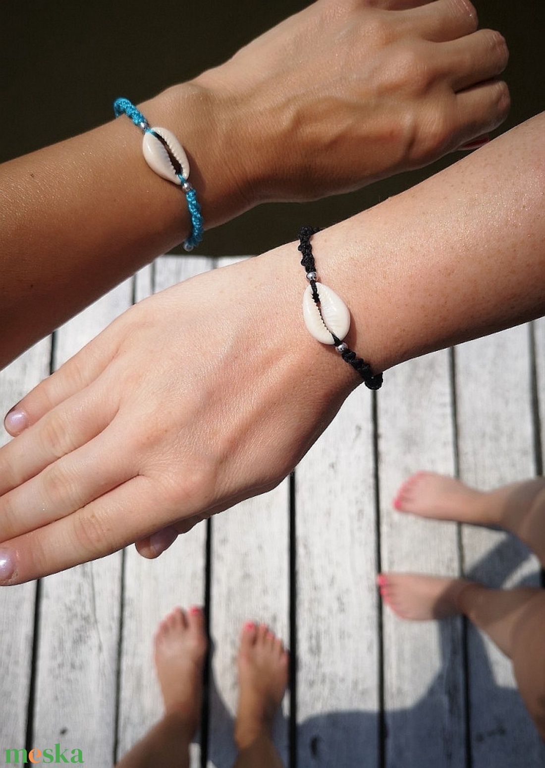 Shell - Macrame karkötő (csavart) - ékszer - karkötő - fonott karkötő - Meska.hu