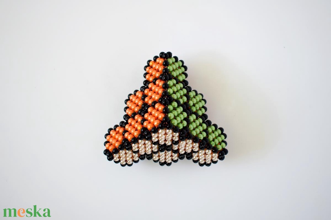 Almazöld-narancs-bézs lépcsős piramis fekete ráccsal - otthon & életmód - dekoráció - dísztárgy - Meska.hu