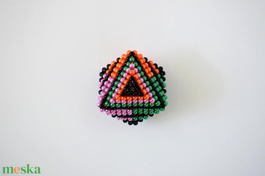 Narancs-lila-zöld csonkolt kocka fekete ráccsal - otthon & életmód - dekoráció - dísztárgy - Meska.hu