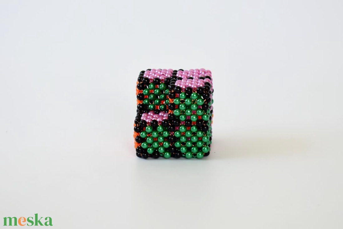 Narancs-lila-zöld csonkolt kocka fekete ráccsal - otthon & életmód - dekoráció - dísztárgy - Meska.hu