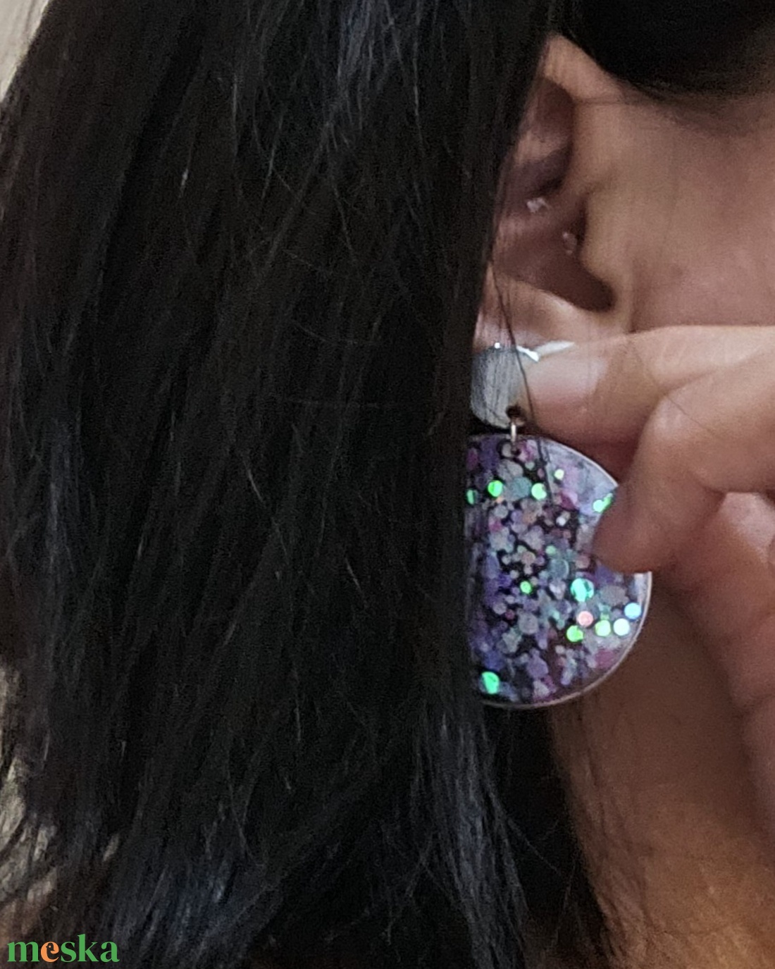 Bubble nagyméretű áttetsző fülbevaló  - ékszer - fülbevaló - lógós kerek fülbevaló - Meska.hu