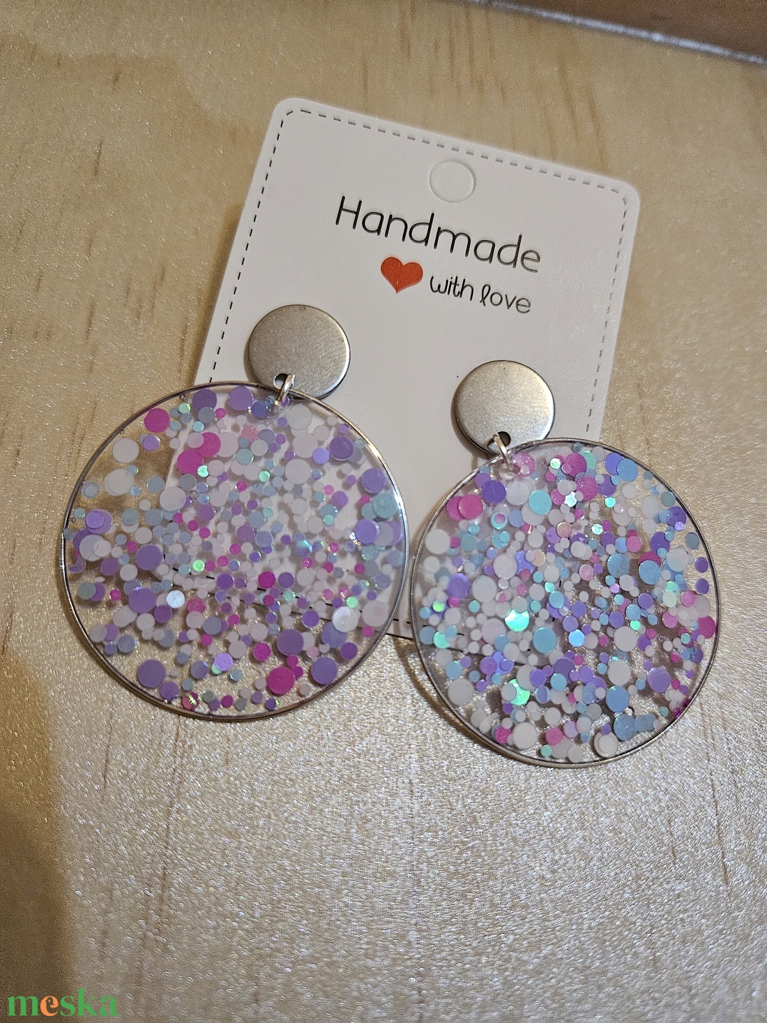 Bubble nagyméretű áttetsző fülbevaló  - ékszer - fülbevaló - lógós kerek fülbevaló - Meska.hu