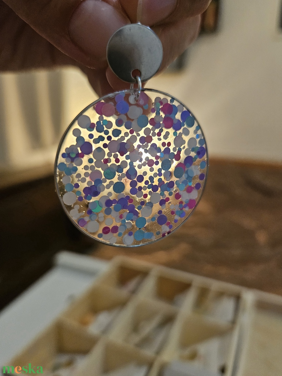 Bubble nagyméretű áttetsző fülbevaló  - ékszer - fülbevaló - lógós kerek fülbevaló - Meska.hu