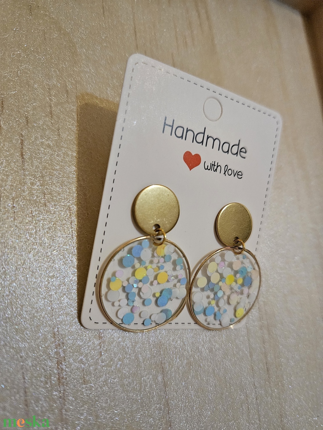 Bubble közepes méretű áttetsző fülbevaló  - ékszer - fülbevaló - lógós kerek fülbevaló - Meska.hu