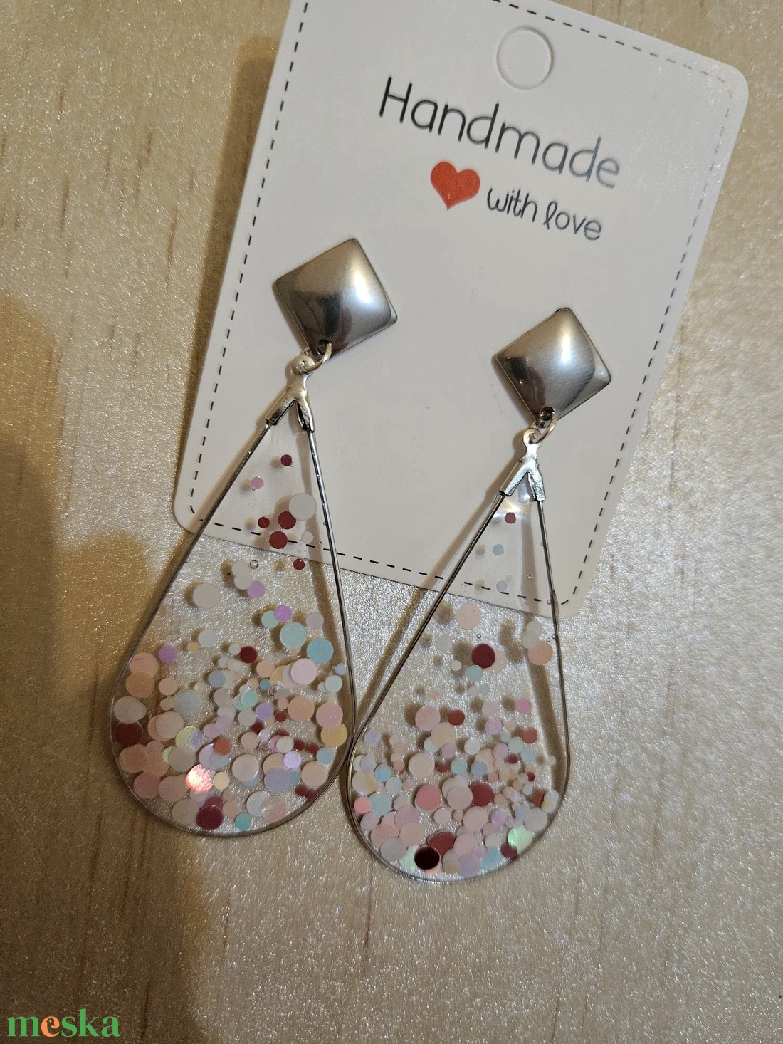 Bubble csepp alakú áttetsző fülbevaló  - ékszer - fülbevaló - lógó csepp fülbevaló - Meska.hu