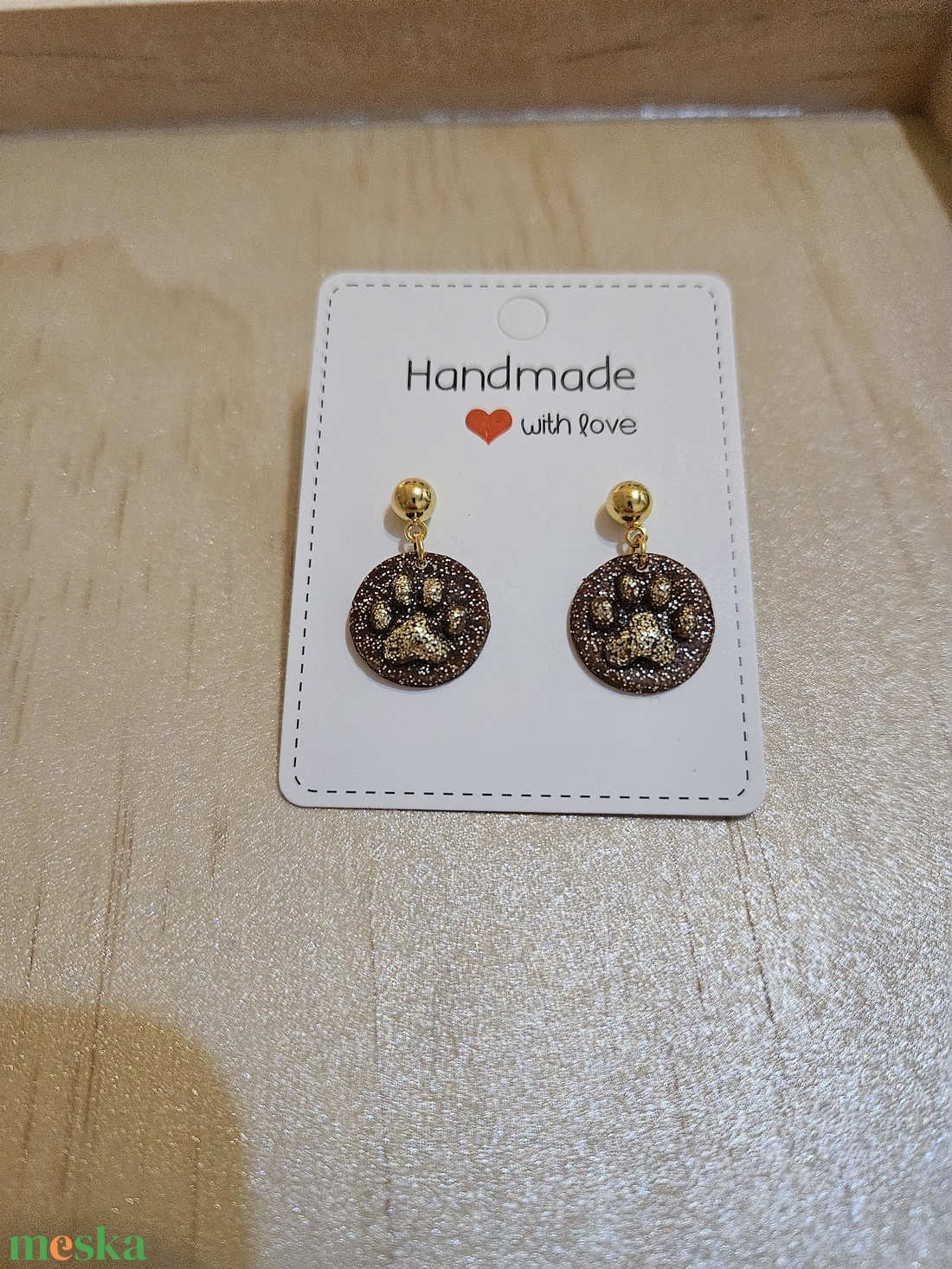 Kutya tappancs fülbevaló - ékszer - fülbevaló - lógós kerek fülbevaló - Meska.hu