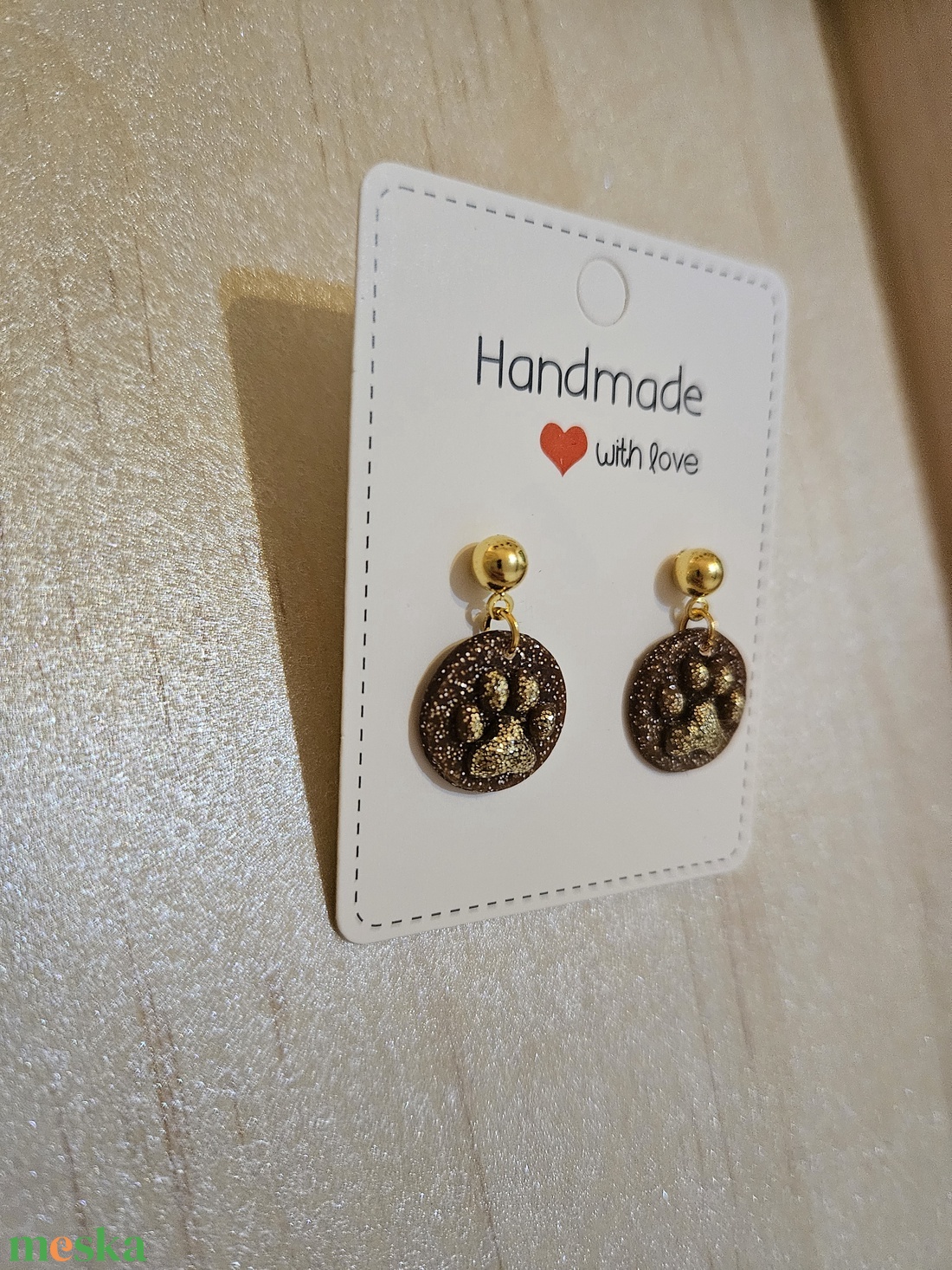 Kutya tappancs fülbevaló - ékszer - fülbevaló - lógós kerek fülbevaló - Meska.hu