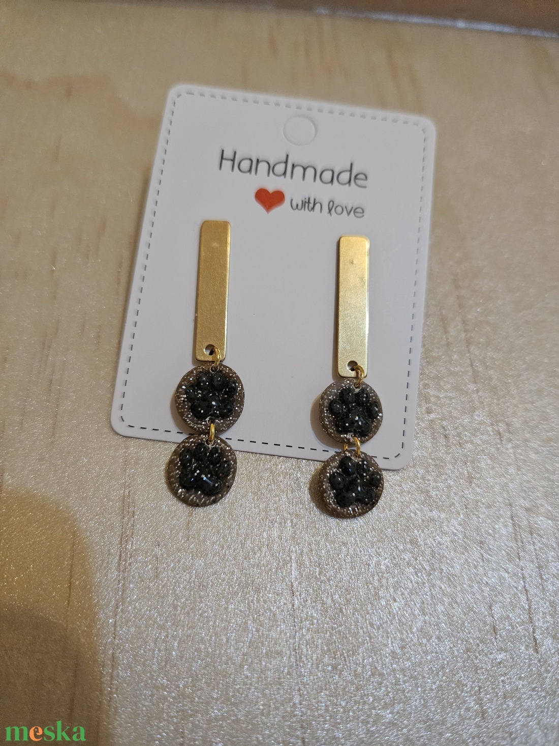 Kutya tappancs fülbevaló - ékszer - fülbevaló - lógós kerek fülbevaló - Meska.hu