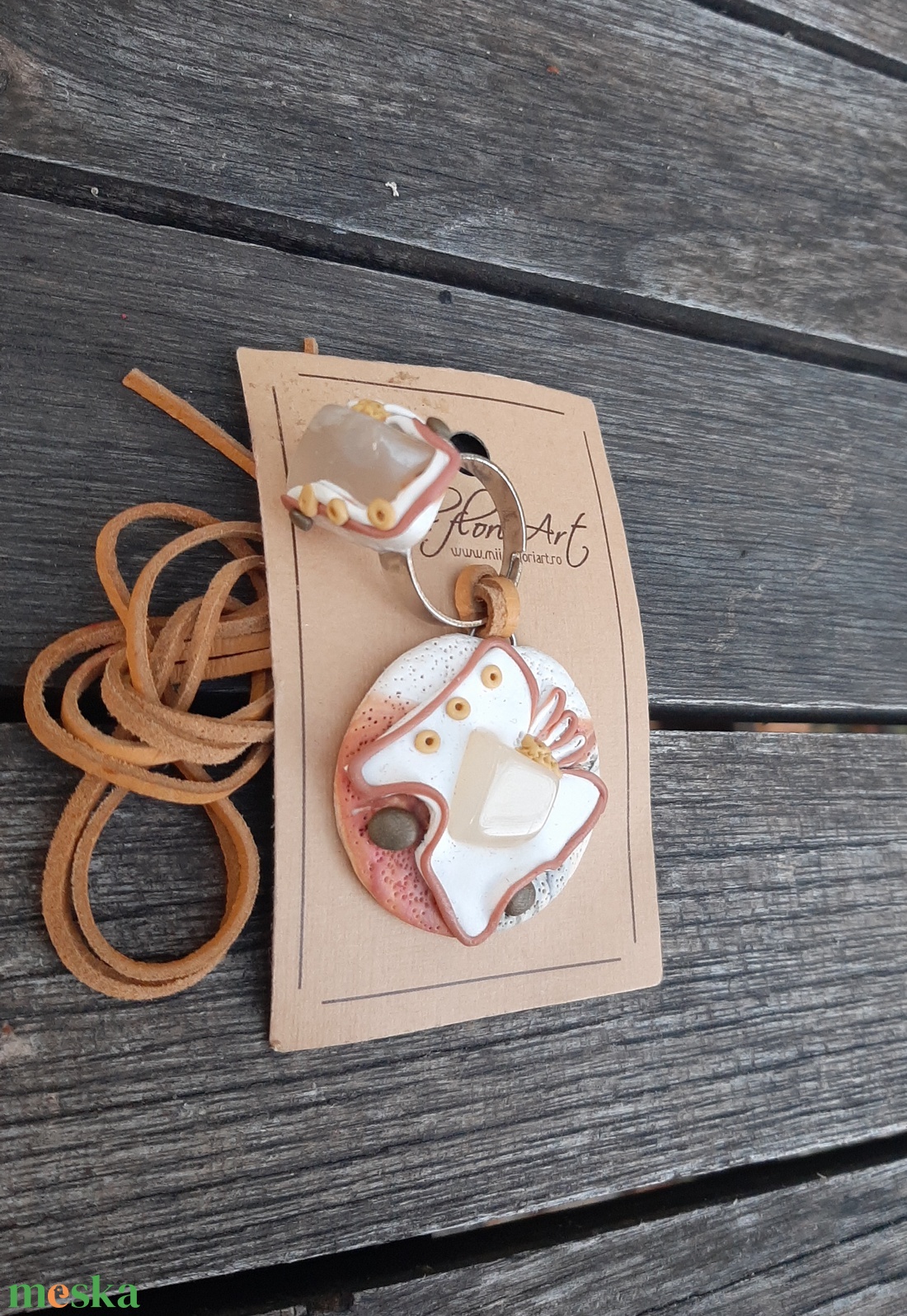 Féldrágaköves ékszergarnitúra: medál és gyűrű - ékszer - ékszerszett - Meska.hu