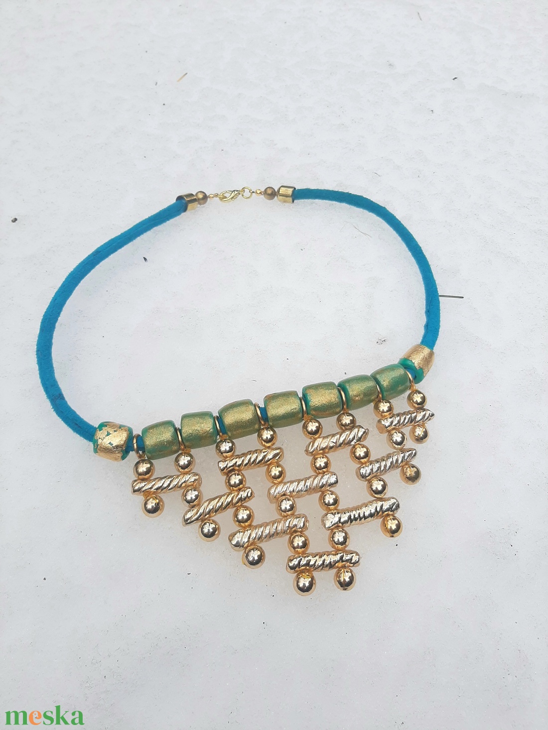 Arany, galvanizált partedli nyakék - ékszer - nyaklánc - statement nyaklánc - Meska.hu