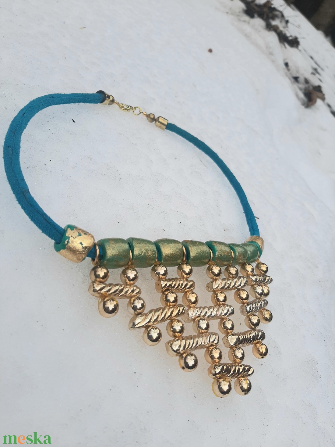 Arany, galvanizált partedli nyakék - ékszer - nyaklánc - statement nyaklánc - Meska.hu