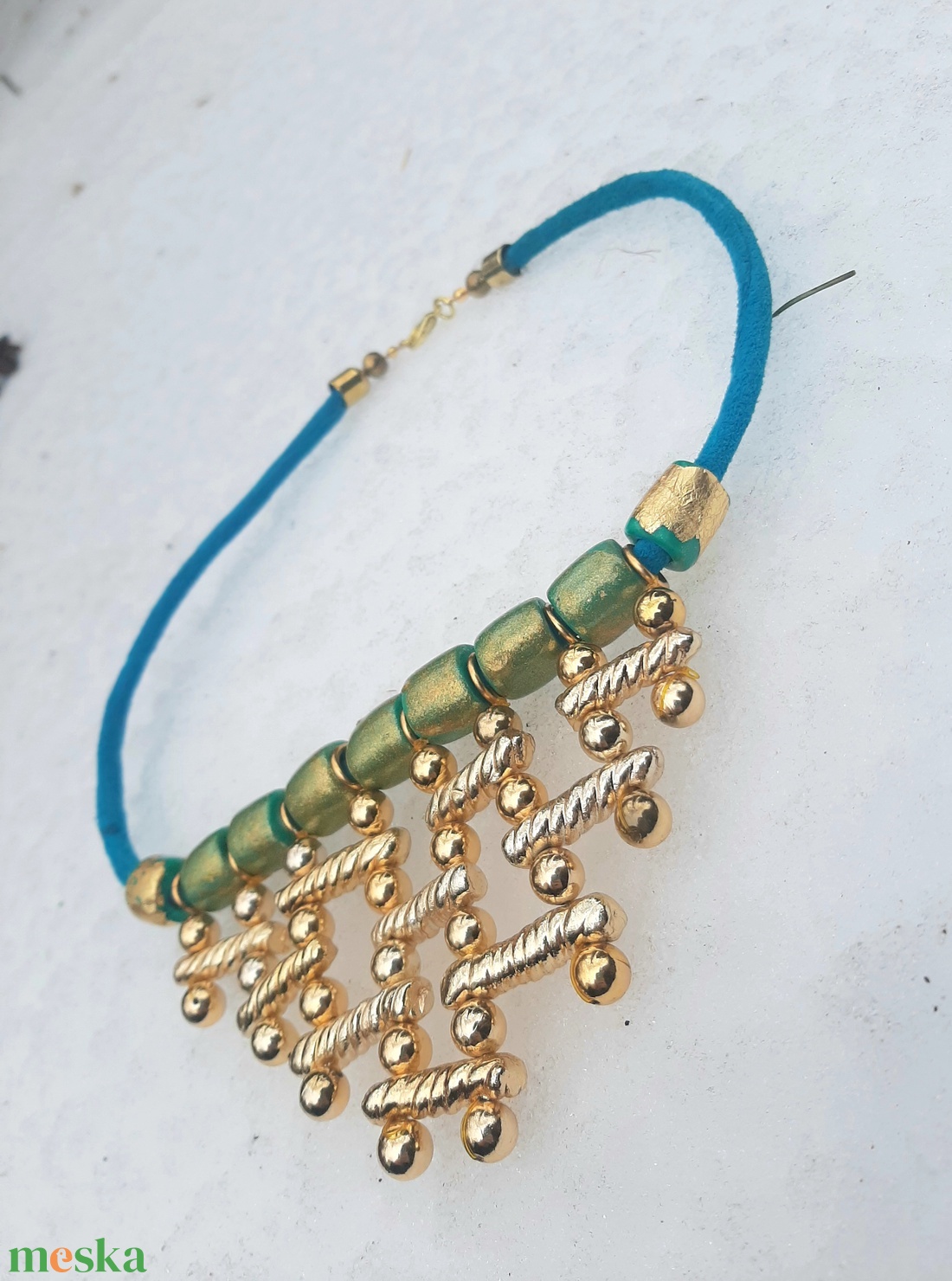 Arany, galvanizált partedli nyakék - ékszer - nyaklánc - statement nyaklánc - Meska.hu