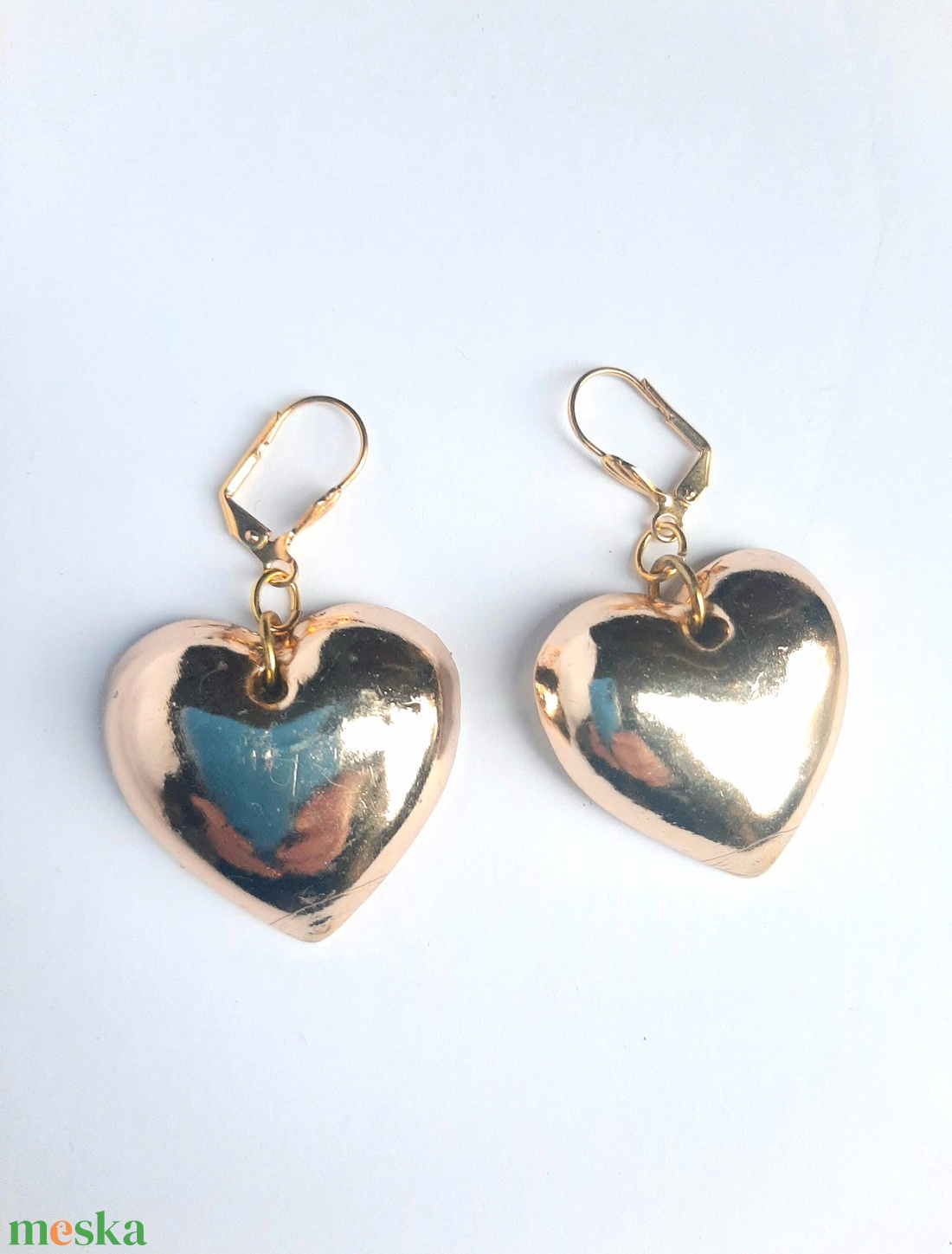  Arany szív fülbevaló - ékszer - fülbevaló - lógó fülbevaló - Meska.hu