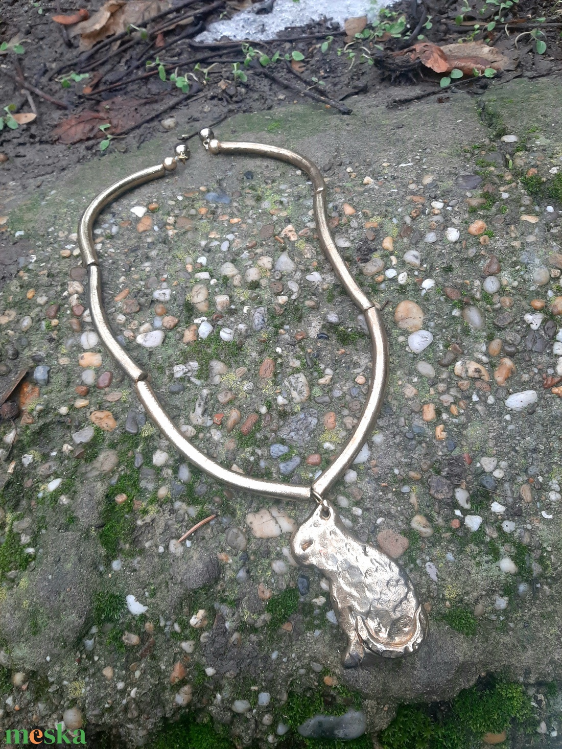 Arany cica nyaklánc - ékszer - nyaklánc - statement nyaklánc - Meska.hu