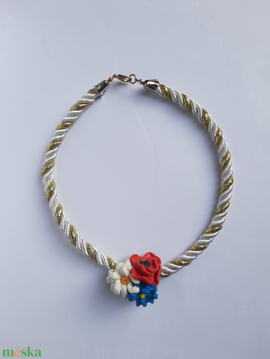 Mezei csokor nyakék selyemzsinóron - ékszer - nyaklánc - statement nyaklánc - Meska.hu