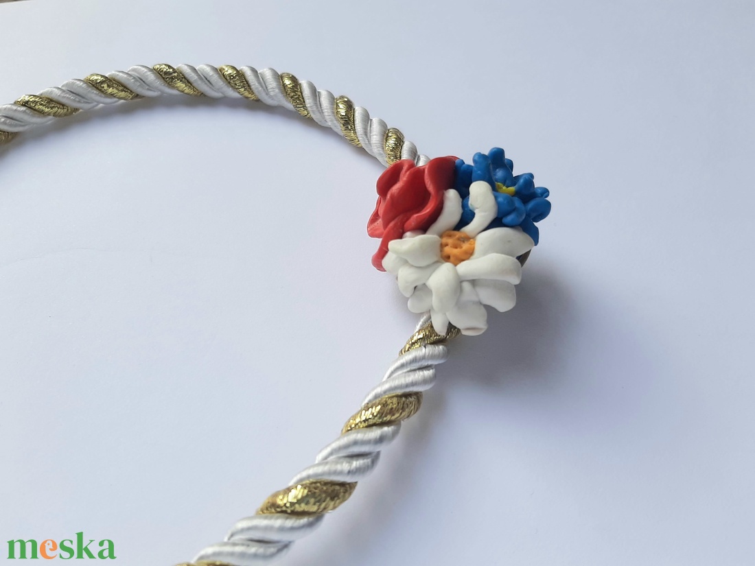 Mezei csokor nyakék selyemzsinóron - ékszer - nyaklánc - statement nyaklánc - Meska.hu