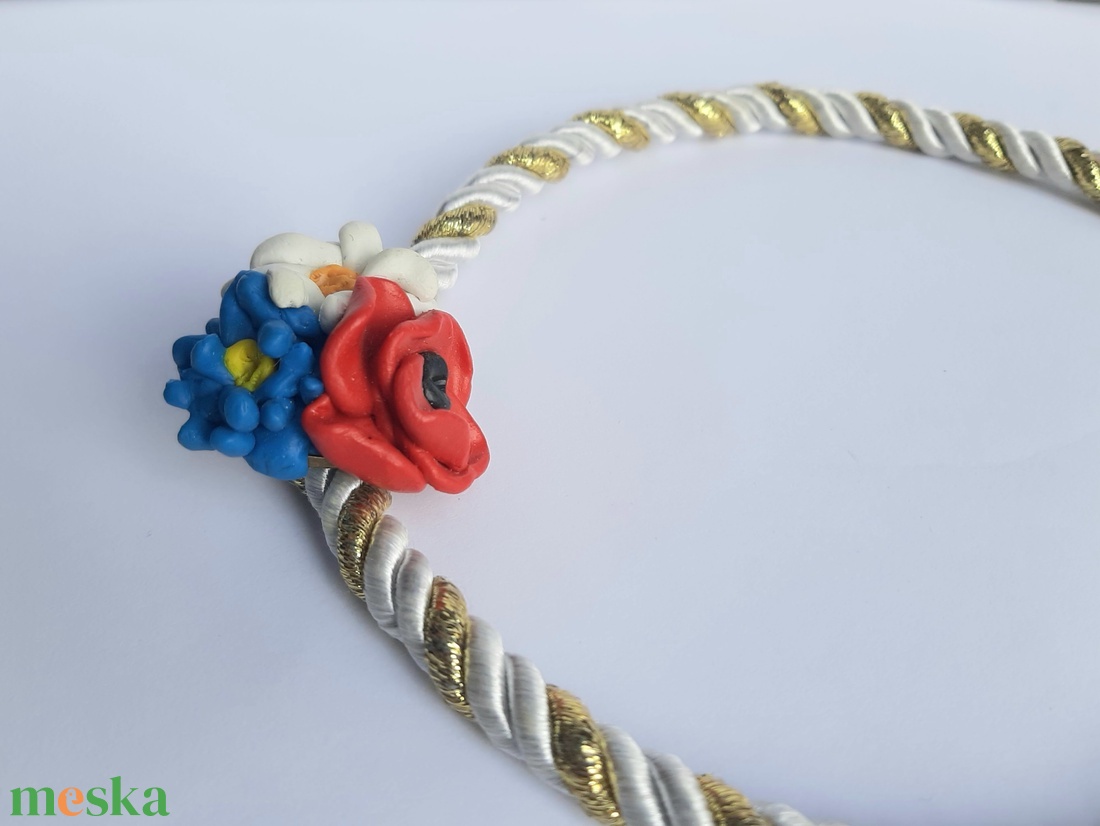Mezei csokor nyakék selyemzsinóron - ékszer - nyaklánc - statement nyaklánc - Meska.hu