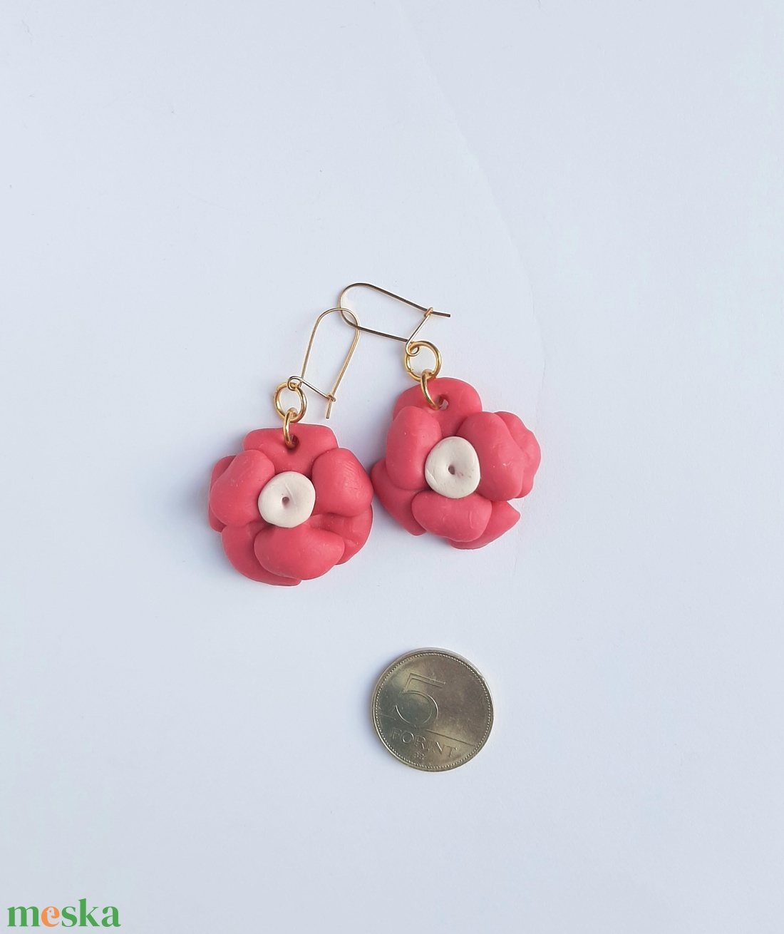 Pink virág fülbevaló - esküvő - ékszer - fülbevaló - Meska.hu