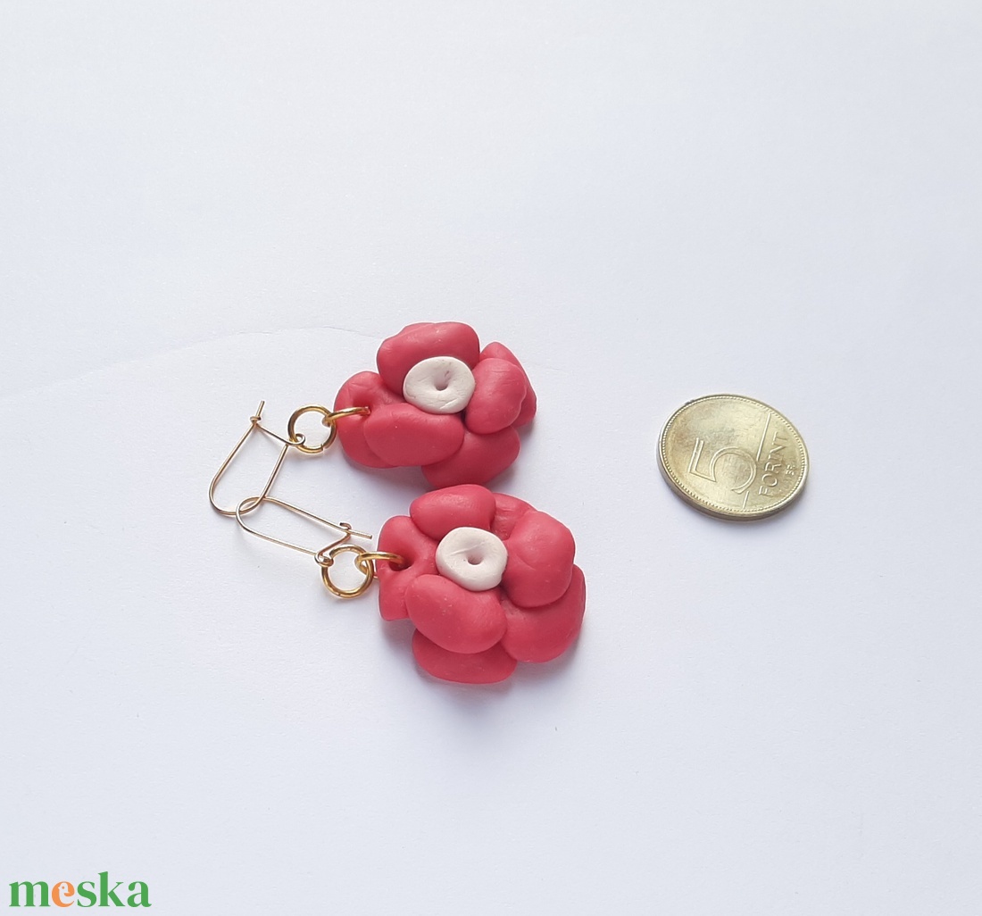 Pink virág fülbevaló - esküvő - ékszer - fülbevaló - Meska.hu