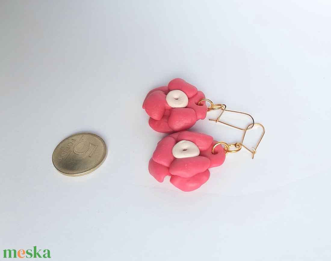 Pink virág fülbevaló - esküvő - ékszer - fülbevaló - Meska.hu
