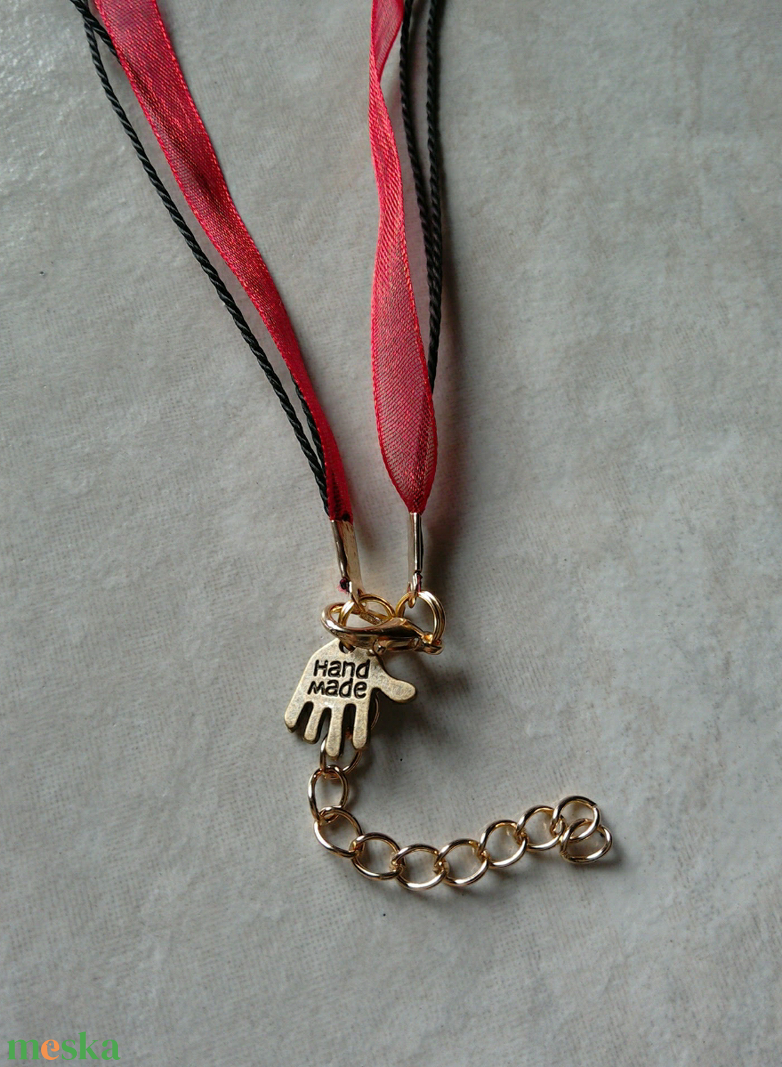 Piros Gerbera medál  - ékszer - nyaklánc - medálos nyaklánc - Meska.hu