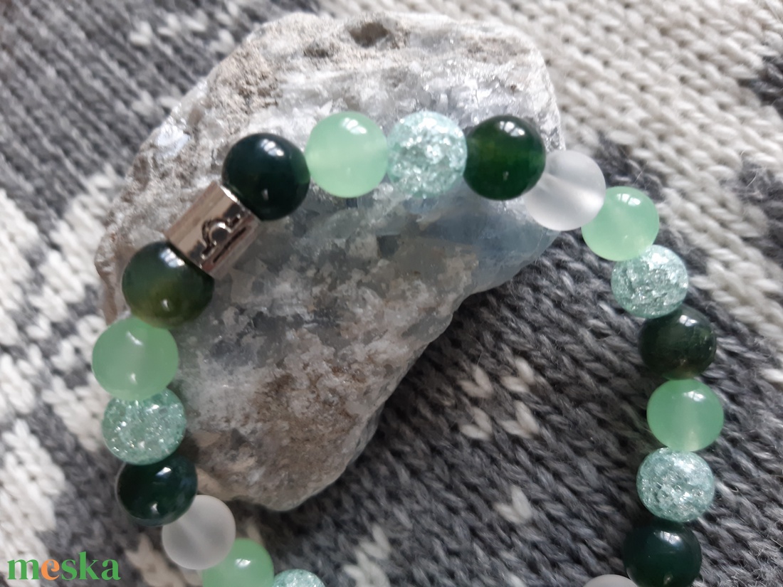 Erdő zöldje avagy Mérleg karkötő - ékszer - karkötő - gyöngyös karkötő - Meska.hu