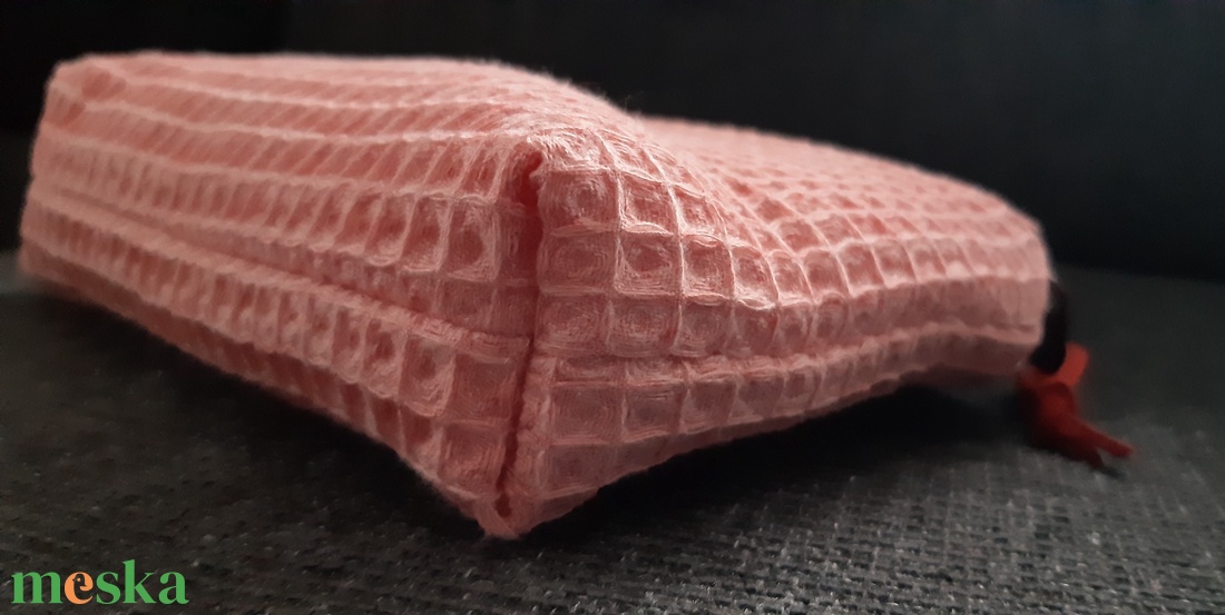 Waffle frottír kozmetikai táska, kicsi old rose - táska & tok - neszesszer - Meska.hu