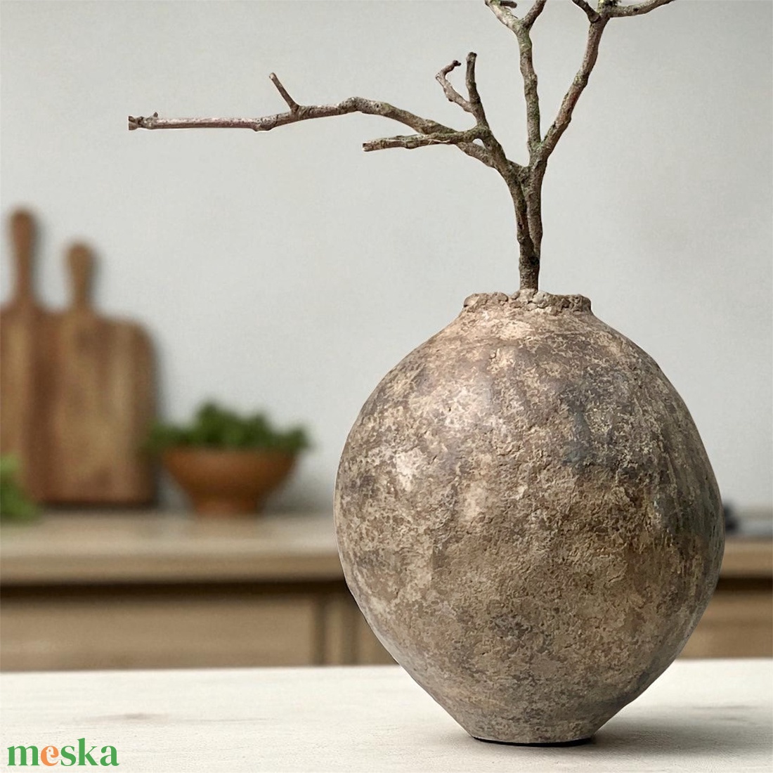 Tamane - A gömb gyökere - wabi-sabi, otthon, egyedi, papírbeton, minimalista, dekoráció, váza - otthon & életmód - dekoráció - virágdísz és tartó - váza - Meska.hu