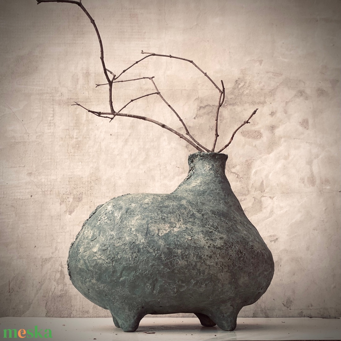 Aomori  Zöld Őrző  wabi-sabi, otthon, egyedi, papírbeton, minimalista, dekoráció, váza - otthon & életmód - dekoráció - virágdísz és tartó - váza - Meska.hu