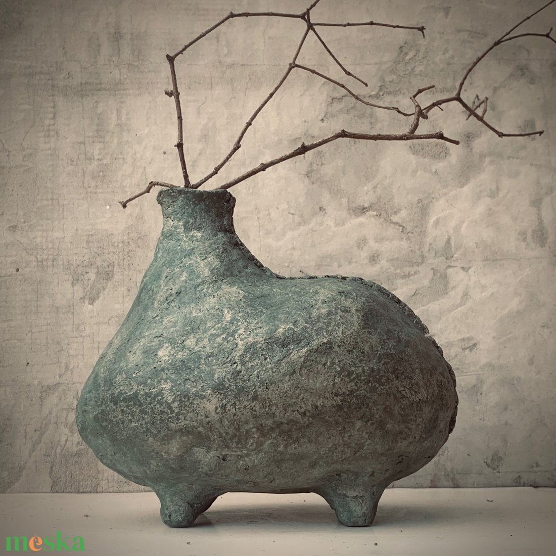 Aomori  Zöld Őrző  wabi-sabi, otthon, egyedi, papírbeton, minimalista, dekoráció, váza - otthon & életmód - dekoráció - virágdísz és tartó - váza - Meska.hu