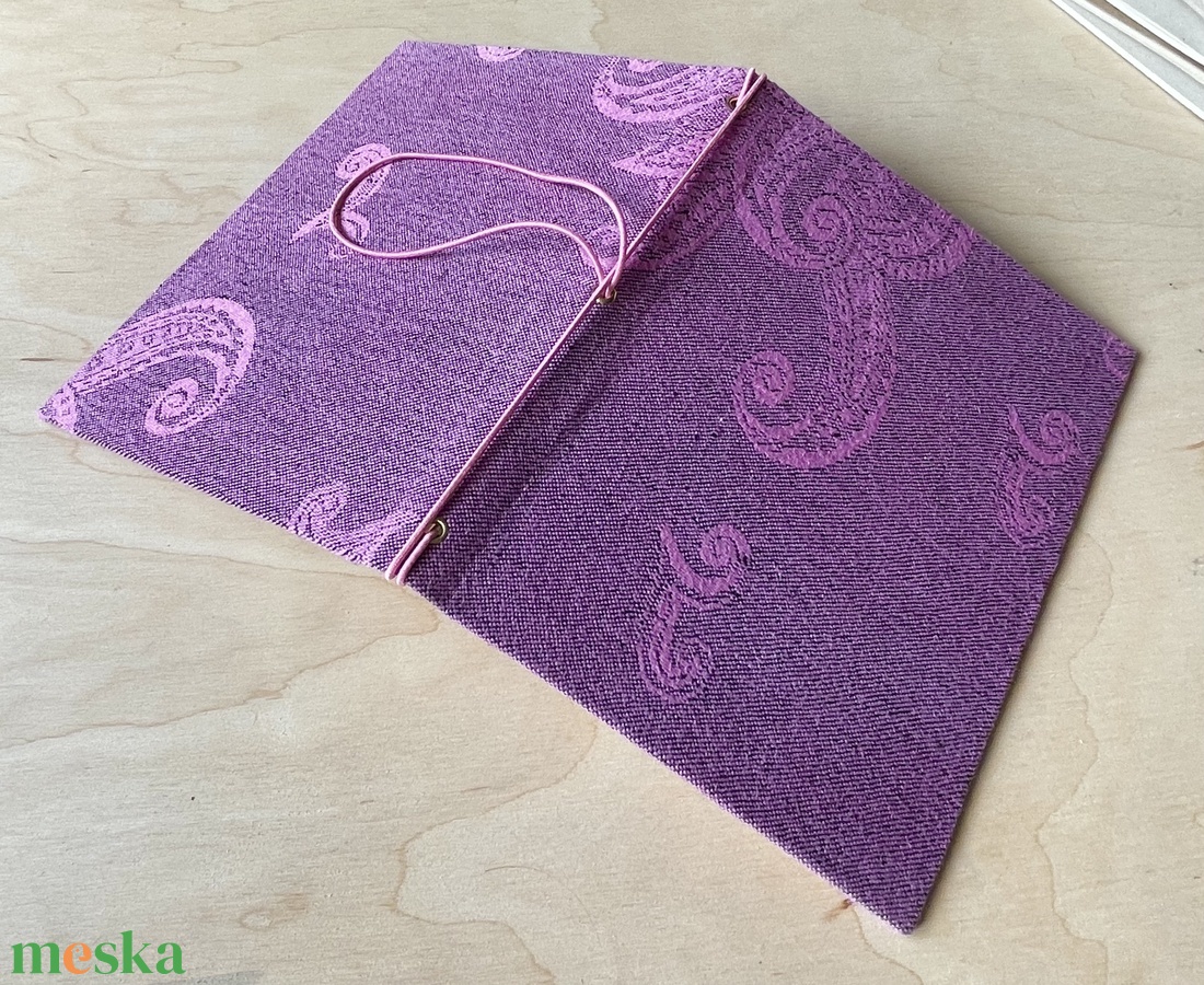 Füzettartó, füzetborító, traveller's notebook, A/5, keménytáblás, textilborítós, rózsaszín - otthon & életmód - papír, írószer - könyv- és füzetborító - Meska.hu