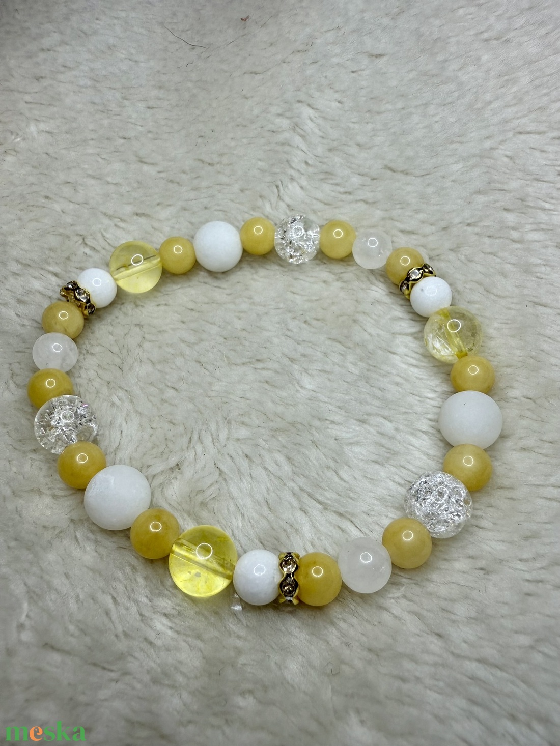 Ásvány karkötő - Sárga - ékszer - karkötő - ásványkarkötő - Meska.hu