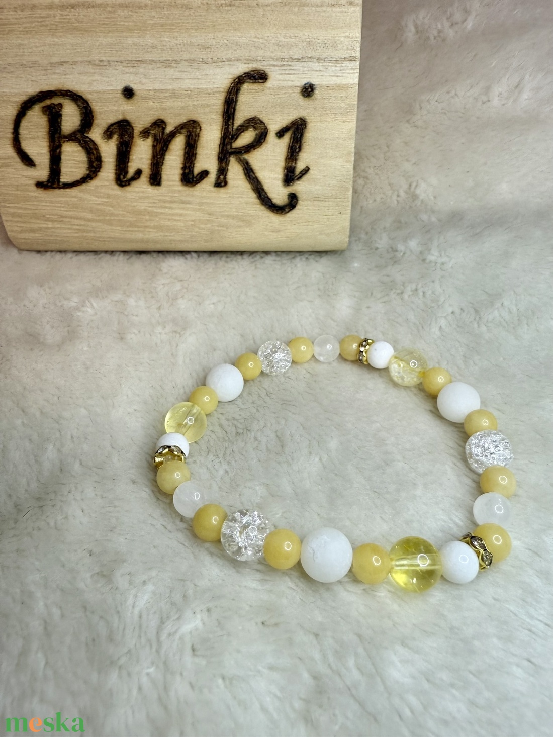Ásvány karkötő - Sárga - ékszer - karkötő - ásványkarkötő - Meska.hu
