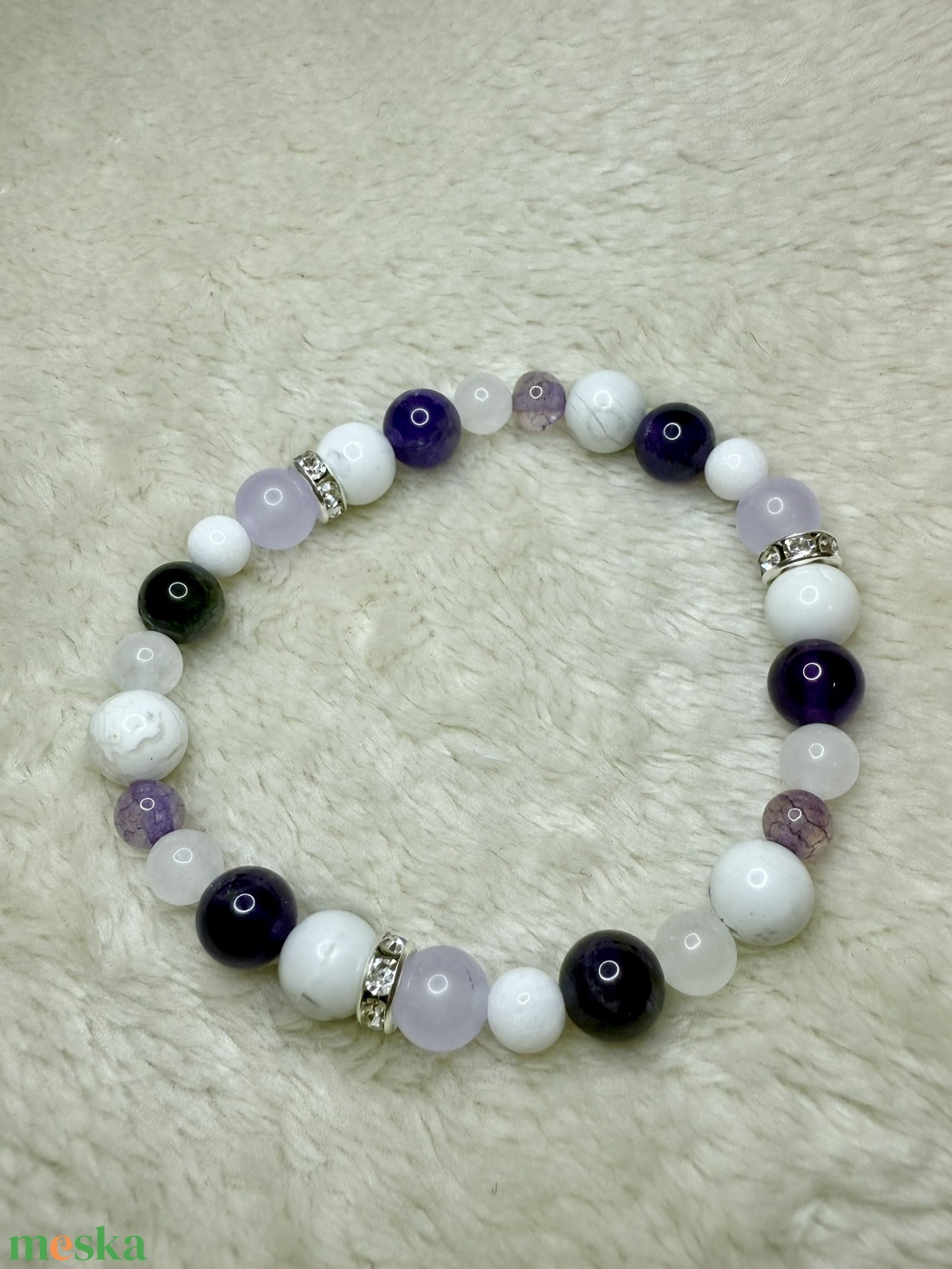 Ásvány karkötő - Lila - ékszer - karkötő - ásványkarkötő - Meska.hu