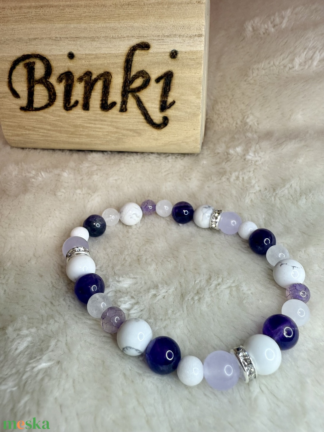 Ásvány karkötő - Lila - ékszer - karkötő - ásványkarkötő - Meska.hu
