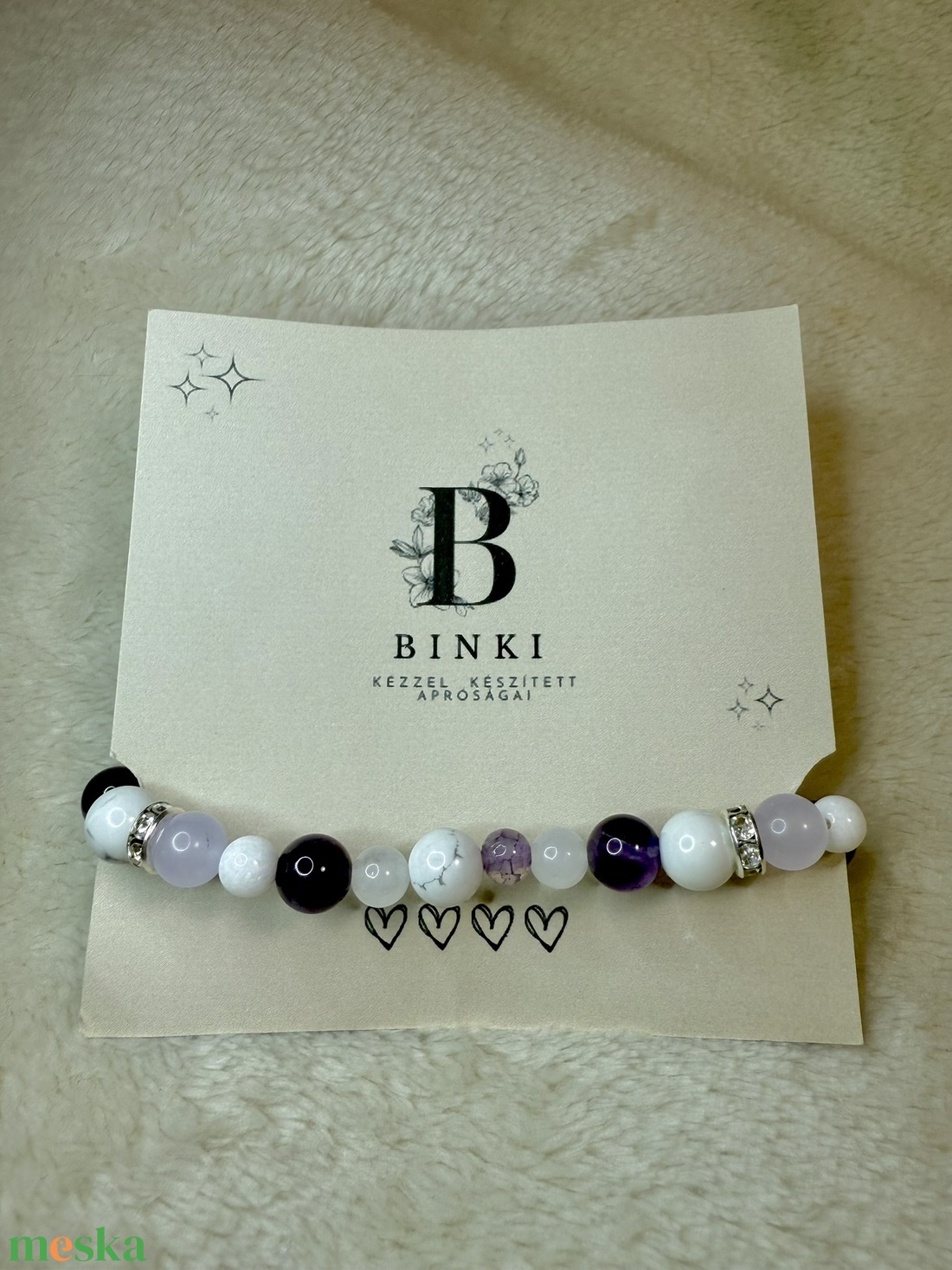 Ásvány karkötő - Lila - ékszer - karkötő - ásványkarkötő - Meska.hu