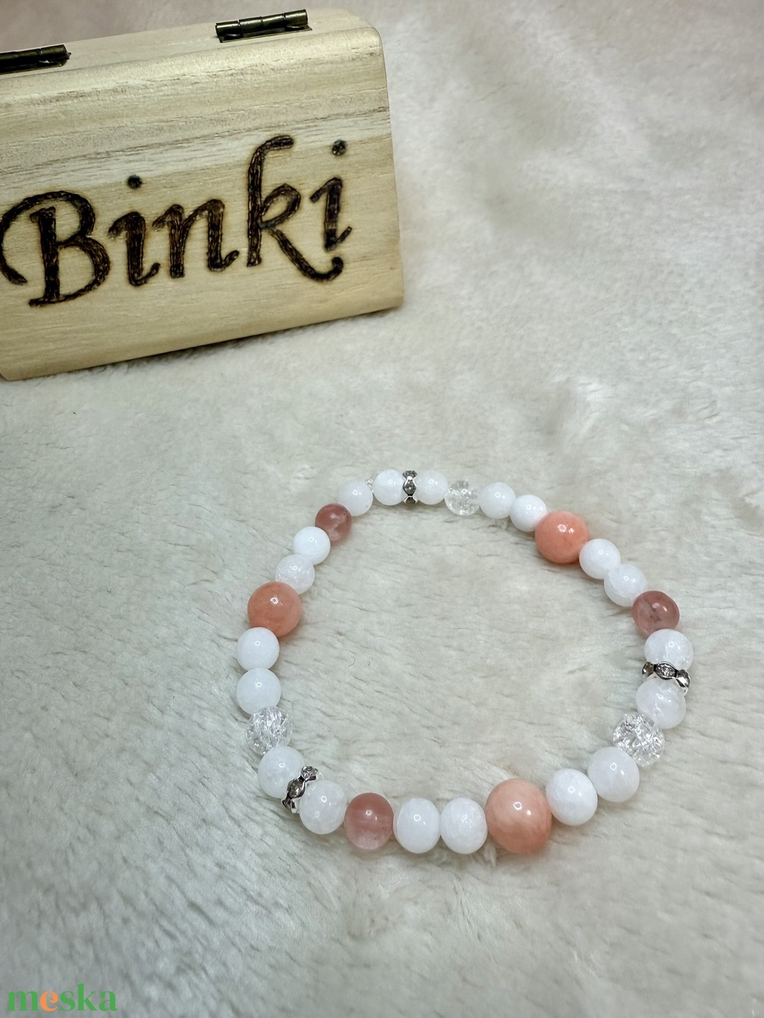 Ásvány karkötő - Eper - ékszer - karkötő - ásványkarkötő - Meska.hu