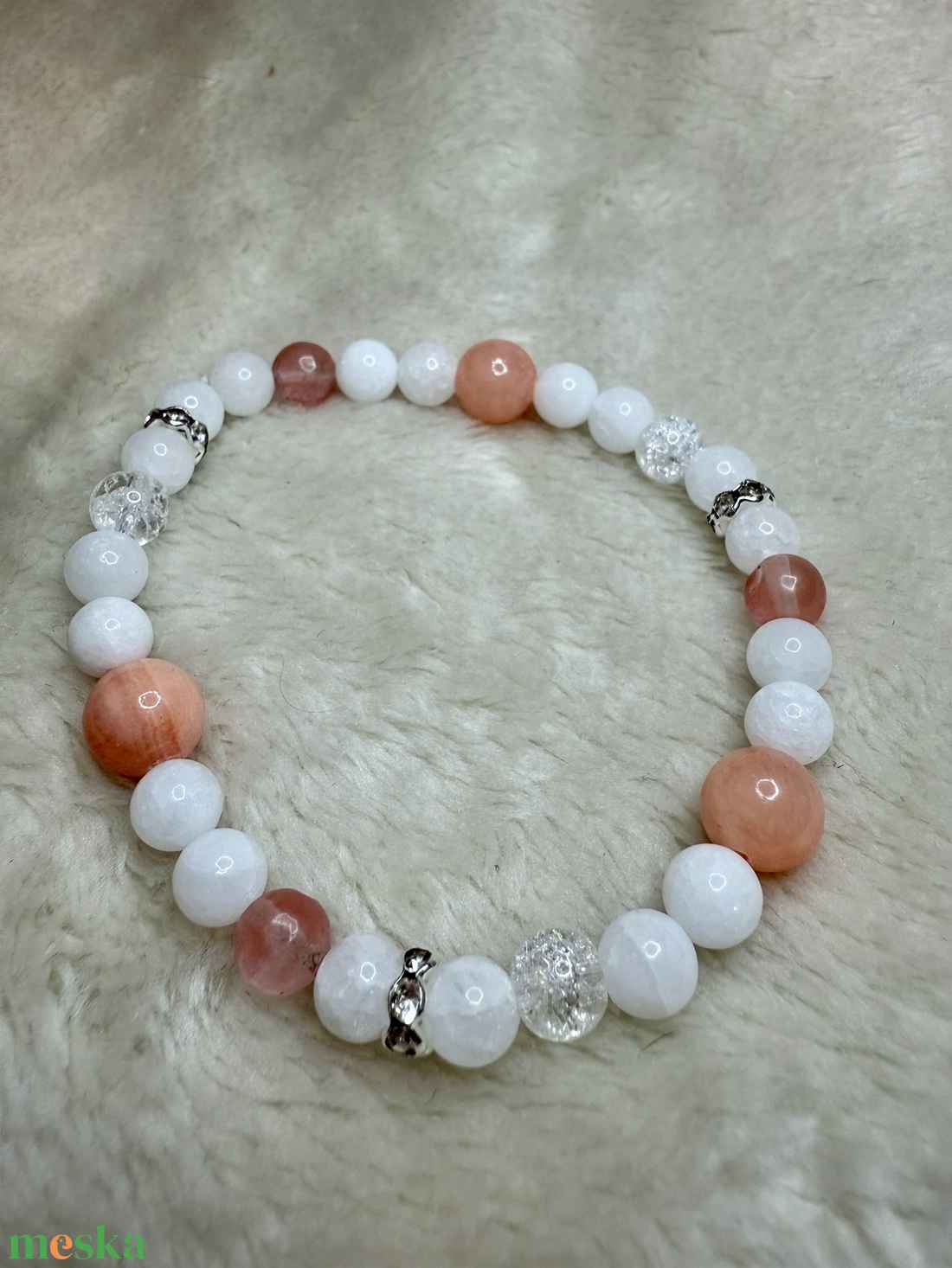 Ásvány karkötő - Eper - ékszer - karkötő - ásványkarkötő - Meska.hu