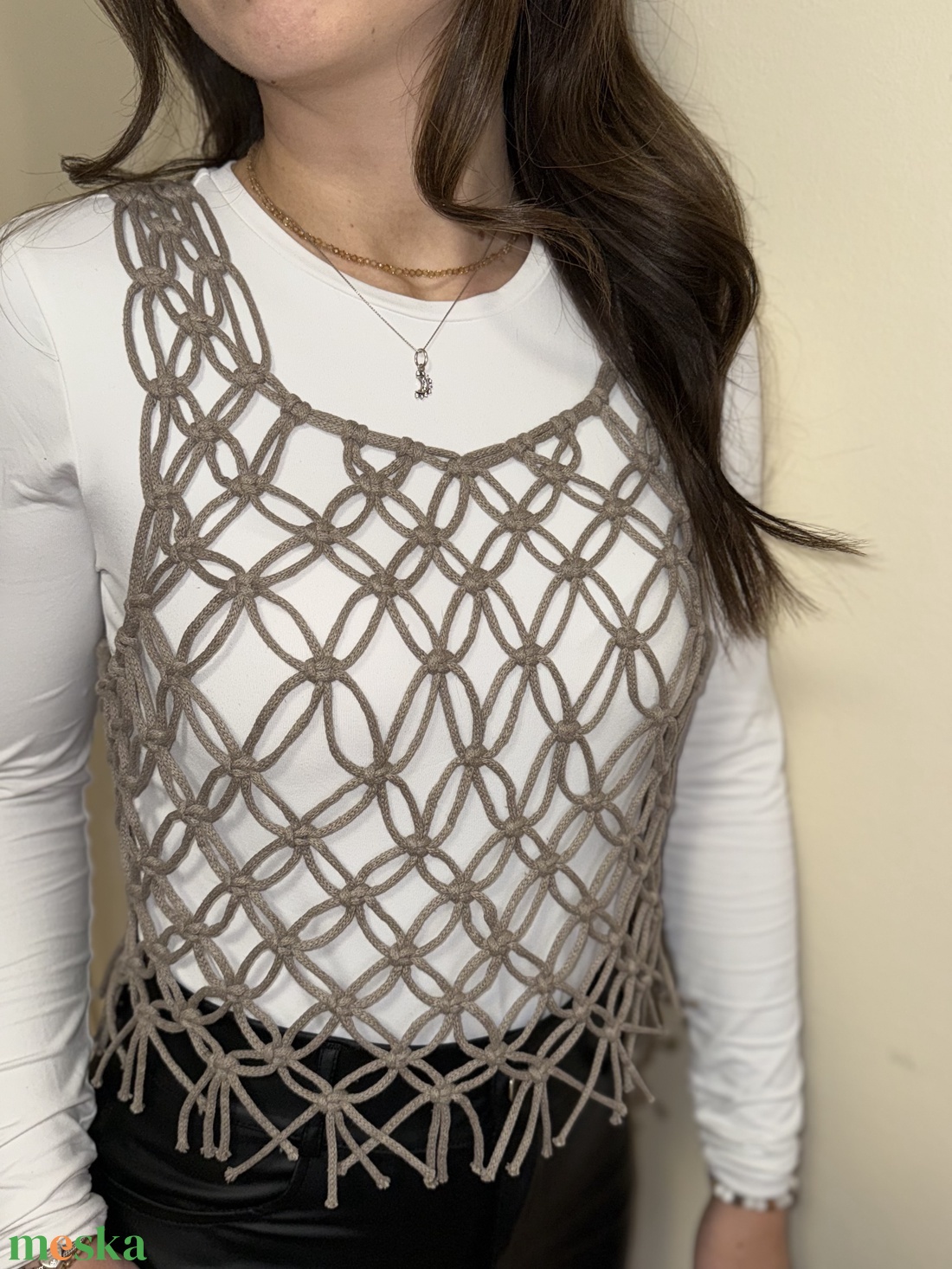 Makramé top - Moonlace/Holdcsipke - ruha & divat - női ruha - póló, felső - Meska.hu